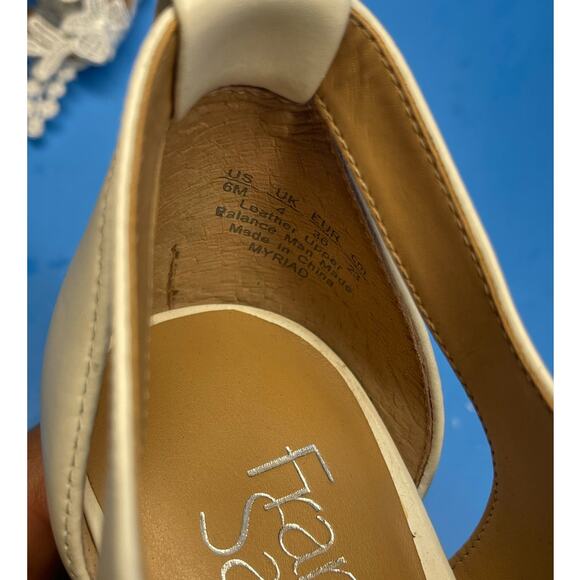 Franco Sarto Women's White Zipper Block Ankle Strap Heels Size 6 M - Picture 8 of 9